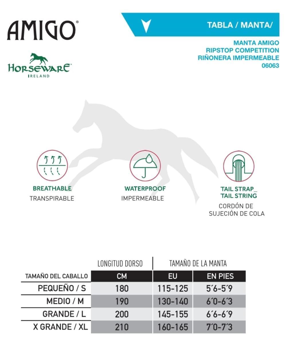 Manta AMIGO riñonera RipStop Competition impermeable TALLA L (145-155 CM) - Imagen 3