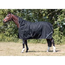 Manta HKM Innsbruck Highneck impermeable, con forro polar, color negro - Imagen 1