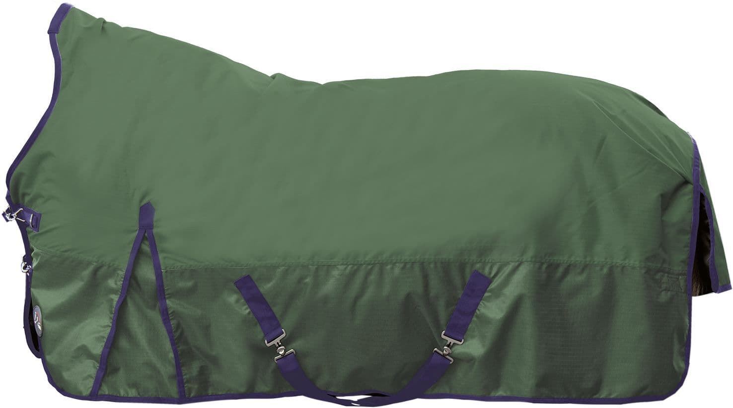 Manta HKM Sports Equipment Providence impermeable cuello alto color verde 300 gr de relleno TALLA 135 - Imagen 1