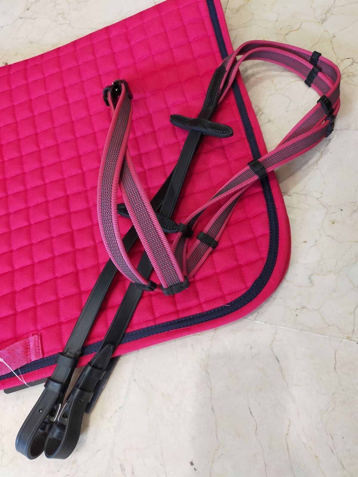 Mantilla HKM Sports Equipment Charly, USO GENERAL, color rosa fucsia, talla PONY - Imagen 6