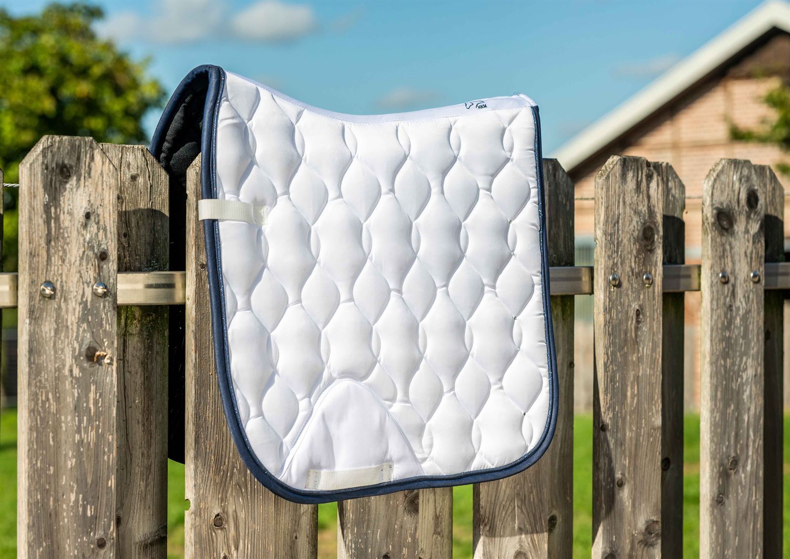 Mantilla HKM Sports Equipment Dressage Competition color blanco/azul marino DOMA - Imagen 2