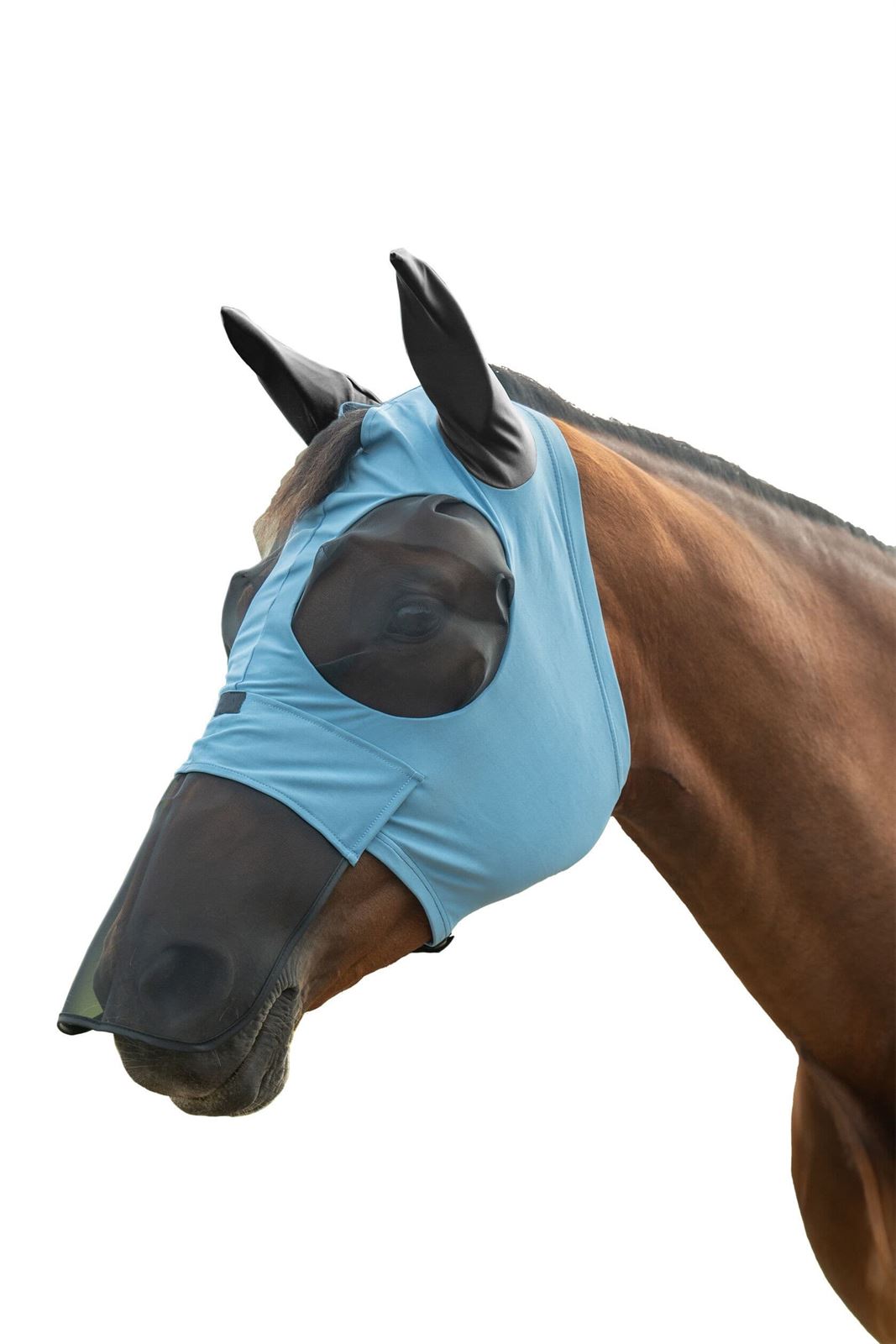 Máscara antimoscas HKM con orejas y protector nasal color azul TALLA M - Imagen 1