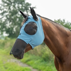 Máscara antimoscas HKM con orejas y protector nasal color azul TALLA M - Imagen 2