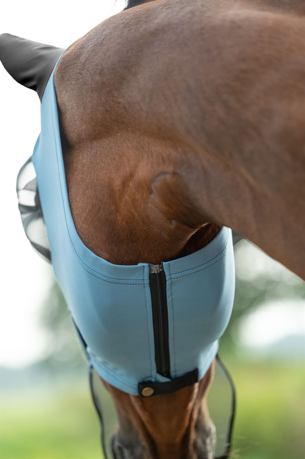 Máscara antimoscas HKM con orejas y protector nasal color azul TALLA M - Imagen 4