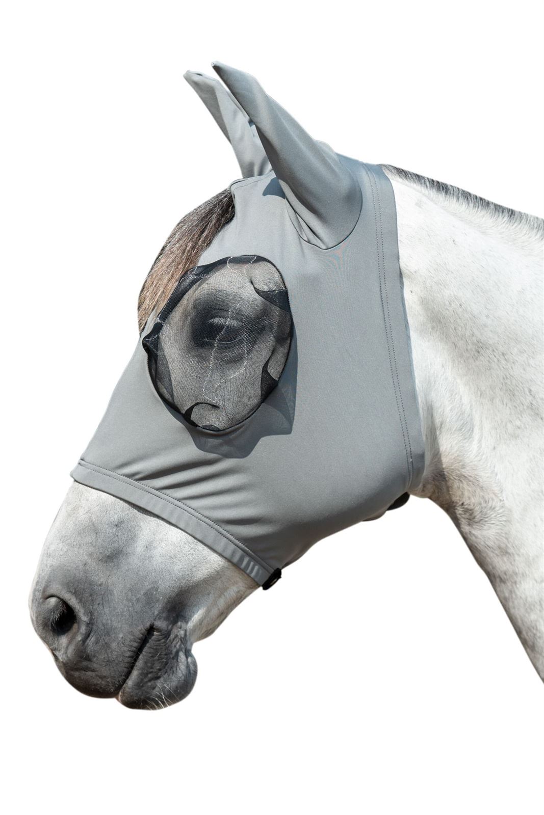 Máscara antimoscas HKM Sports Equipment Elastic con orejas y cremallera color gris oscuro TALLA M - Imagen 1