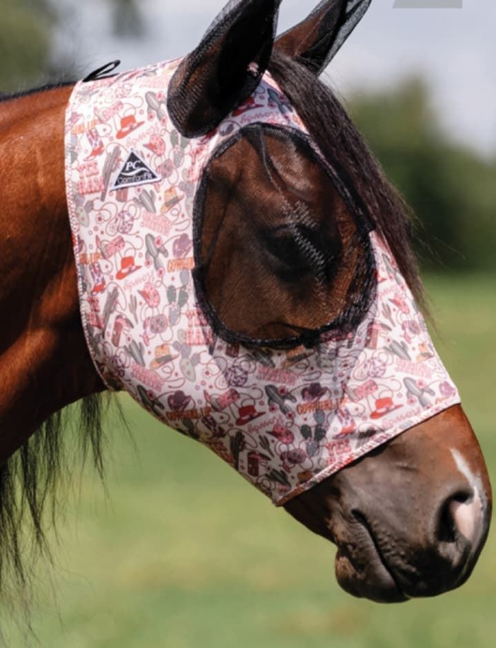 Máscara antimoscas PROFESSIONAL´S CHOICE comfort fit, con orejas, estampado cowgirl talla COB - Imagen 1