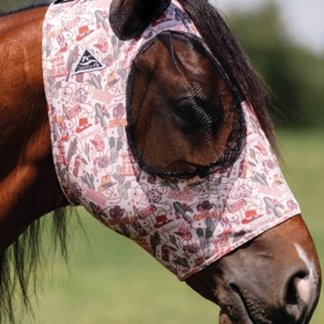 Máscara antimoscas PROFESSIONAL´S CHOICE comfort fit, con orejas, estampado cowgirl talla PONY - Imagen 1