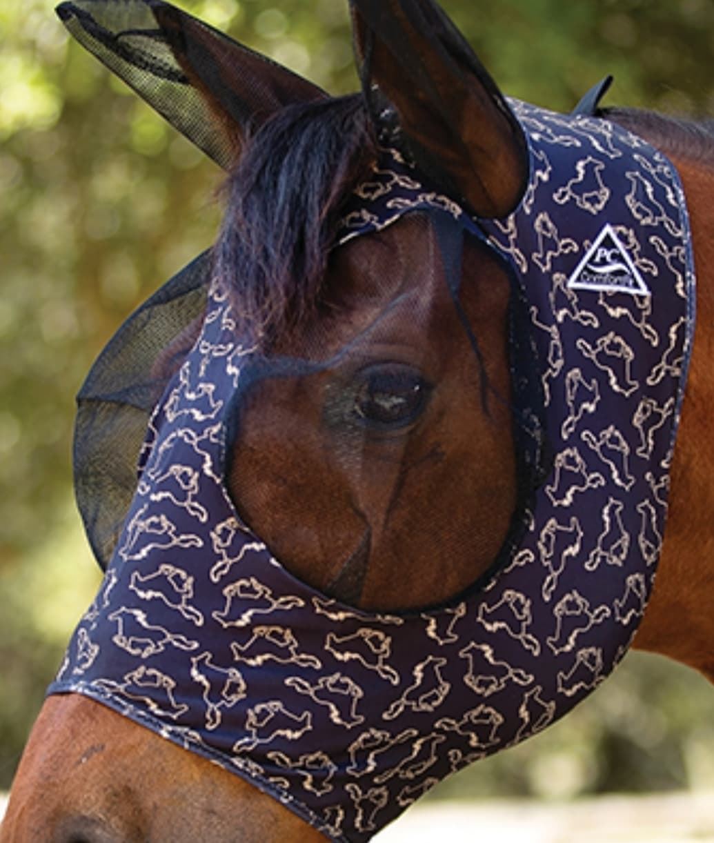 Máscara antimoscas PROFESSIONAL´S CHOICE comfort fit, con orejas, estampado PC Horse, talla COB - Imagen 1