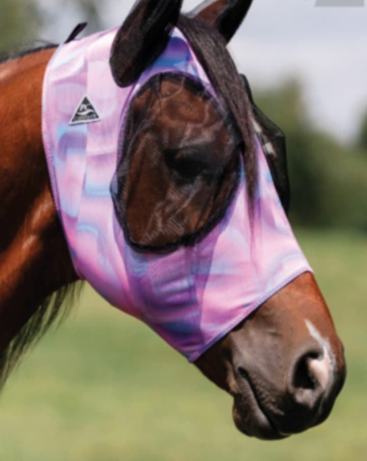 Máscara antimoscas PROFESSIONAL´S CHOICE comfort fit, con orejas, geométrico rosa/azul, talla COB - Imagen 1