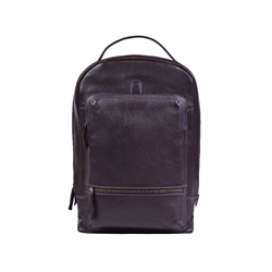 Mochila MIGUEL BELLIDO piel marrón costura azul - Imagen 1