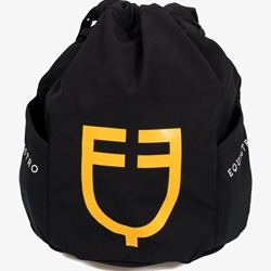 Mochila tela para casco y demás usos EQUESTRO negra logo amarillo - Imagen 2