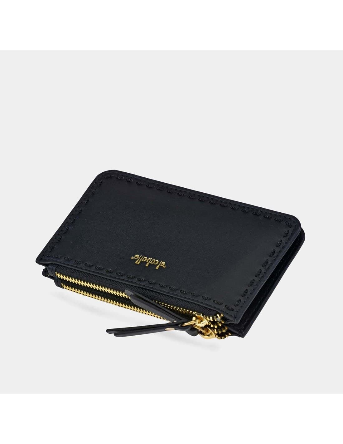 Monedero "EL CABALLO" doble bolsillo piel negra - Imagen 1