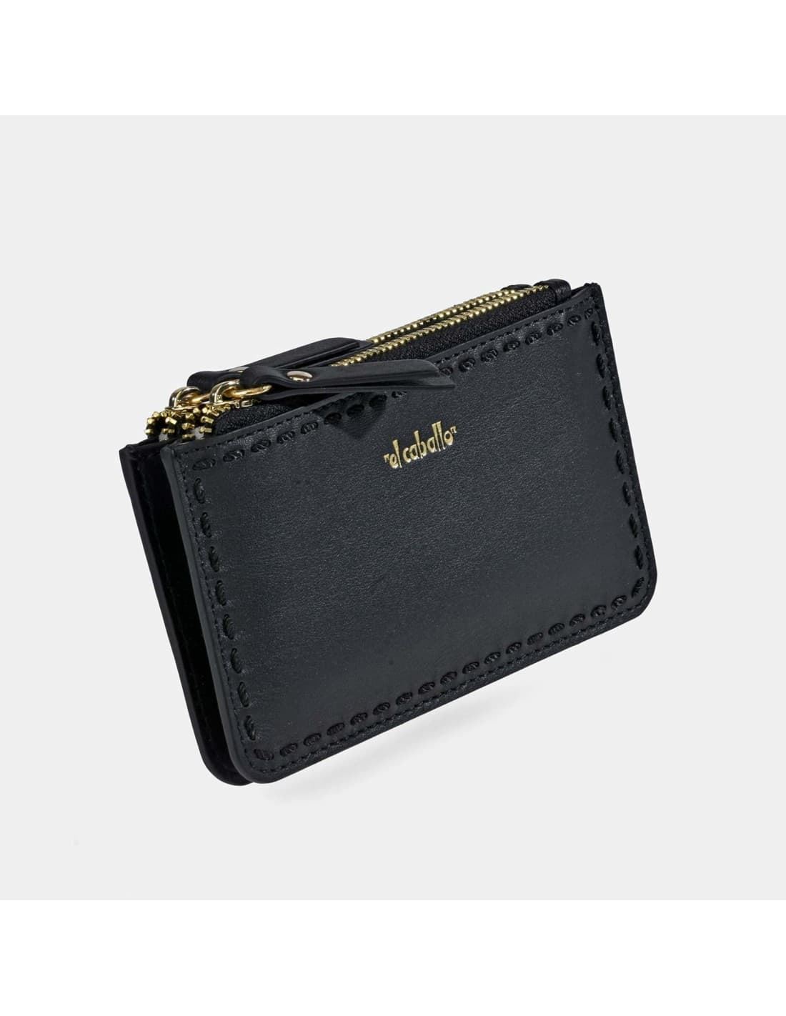 Monedero "EL CABALLO" doble bolsillo piel negra - Imagen 2