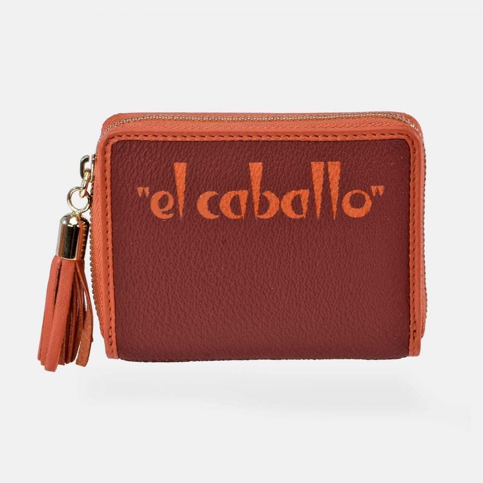 Monedero mujer "EL CABALLO" color burdeos/naranja - Imagen 2