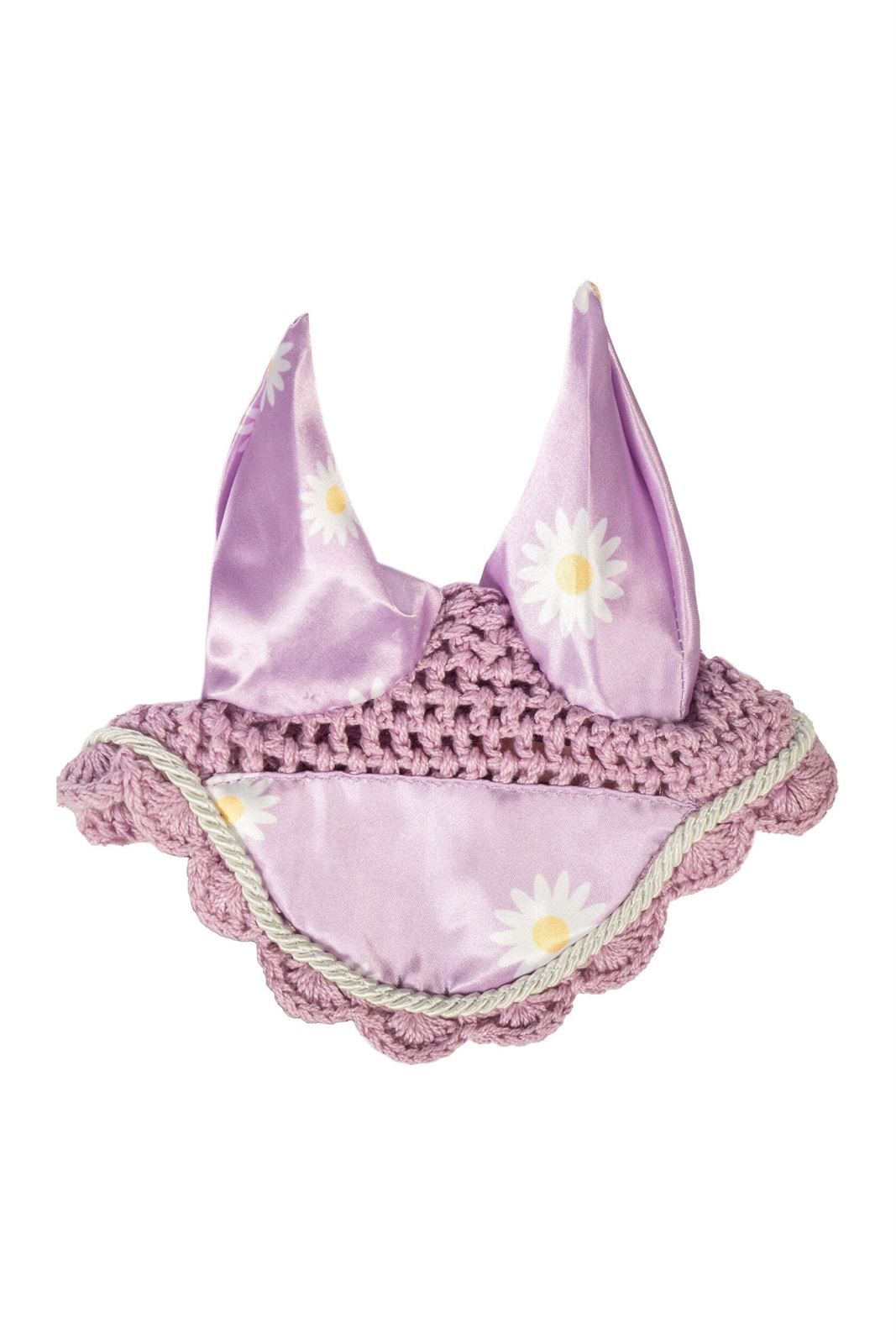 Orejeras Hobby Horsing HKM Sports Equipment color lila con margaritas - Imagen 1