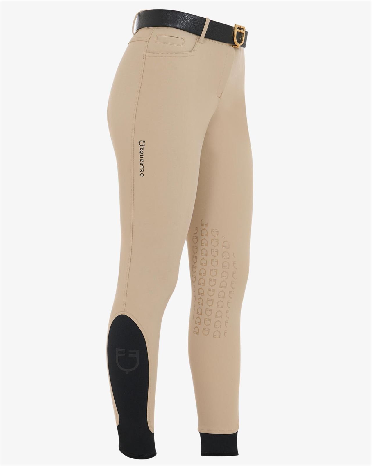 Pantalón mujer EQUESTRO Zenda grip rodilla color beige - Imagen 2