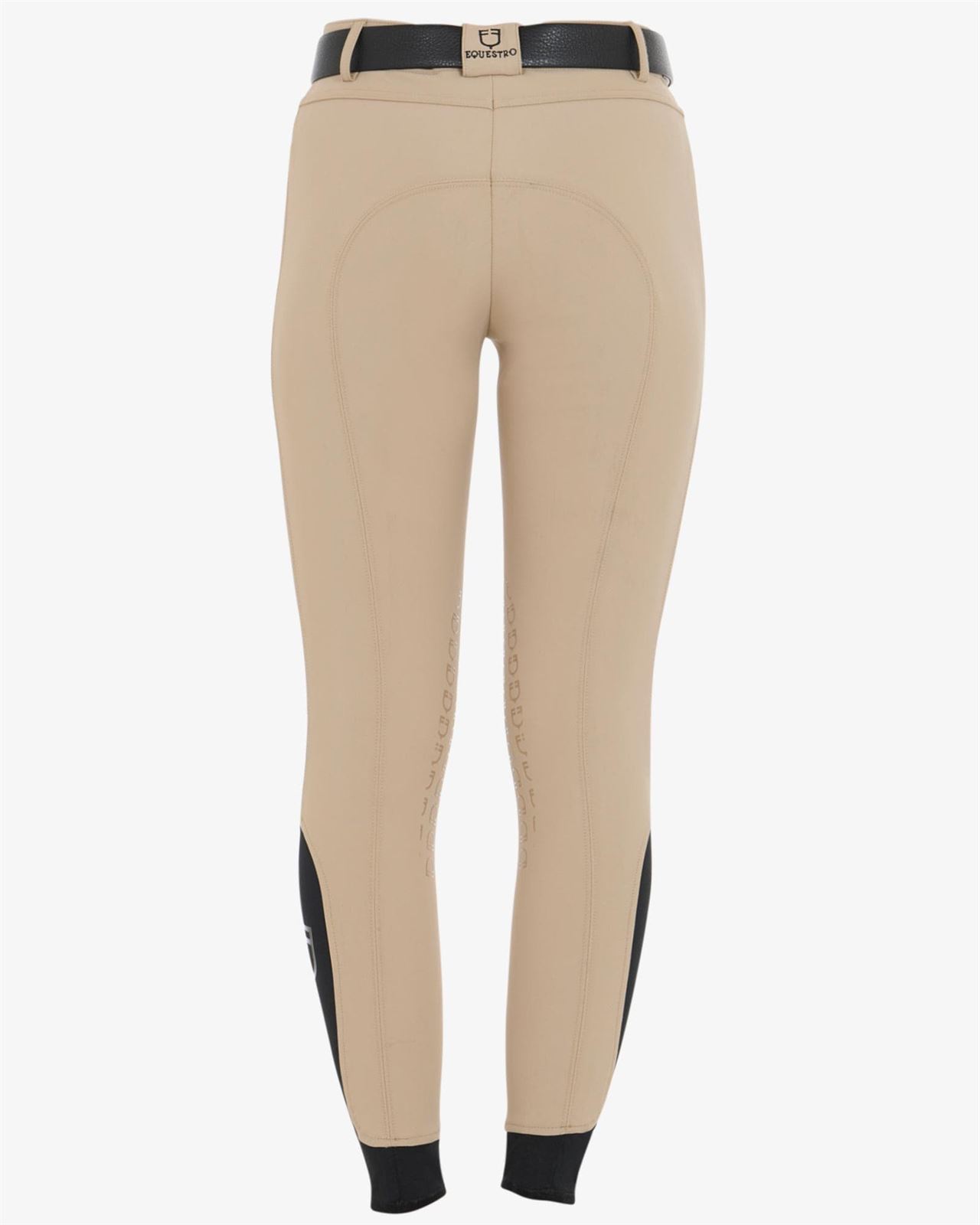 Pantalón mujer EQUESTRO Zenda grip rodilla color beige - Imagen 3