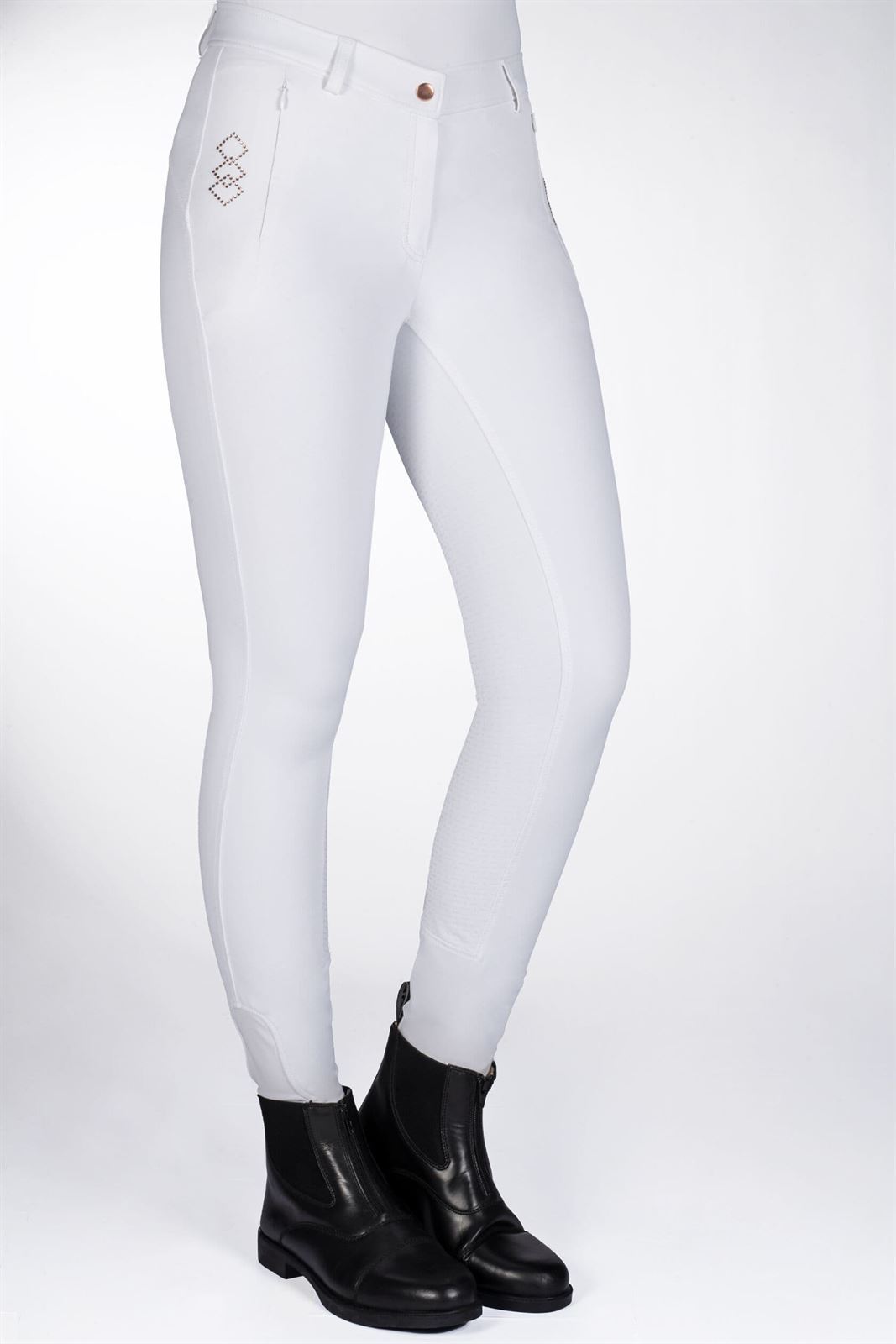Pantalón mujer HKM Sports Equipment Alexis culera de grip, color blanco - Imagen 1