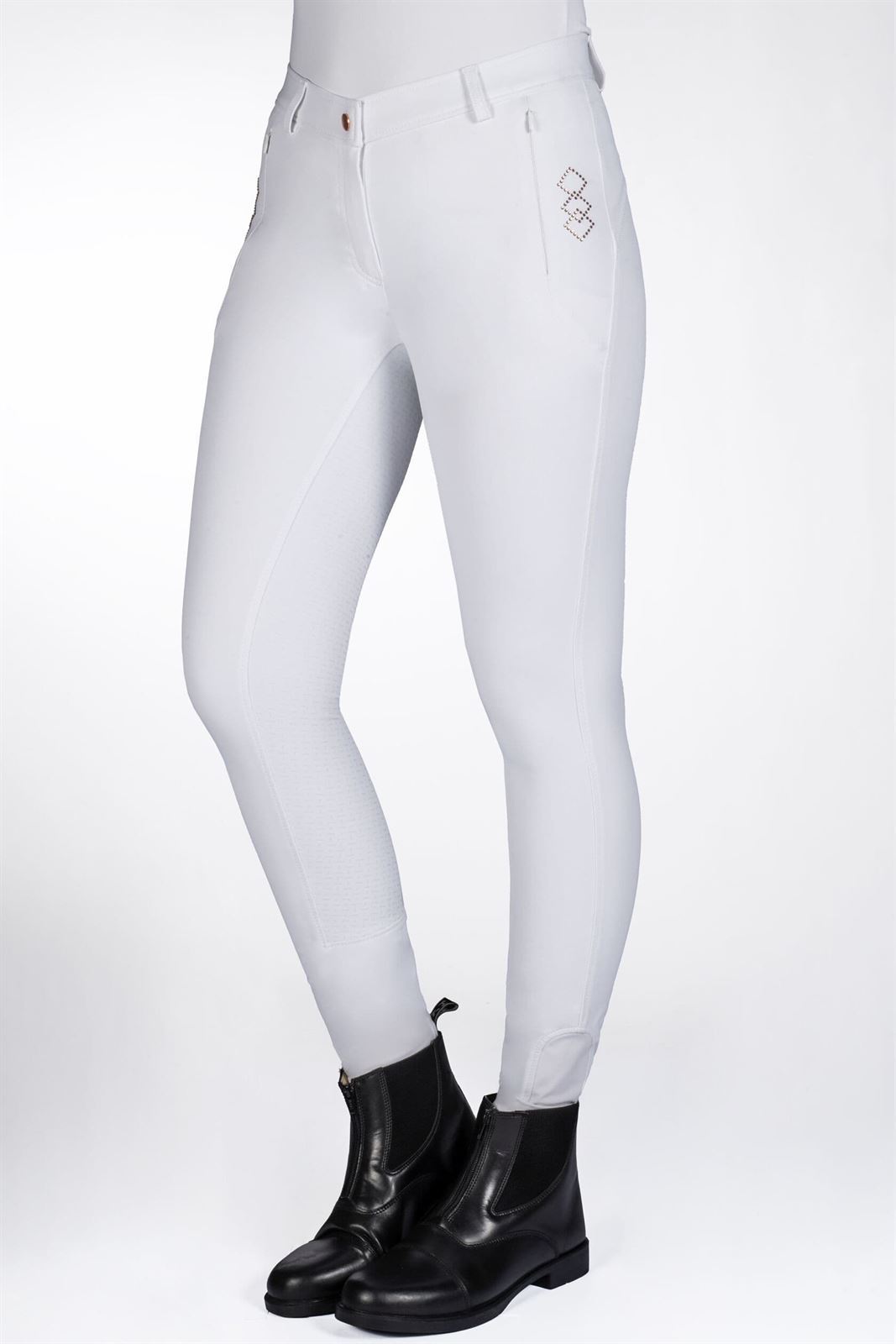 Pantalón mujer HKM Sports Equipment Alexis culera de grip, color blanco - Imagen 2