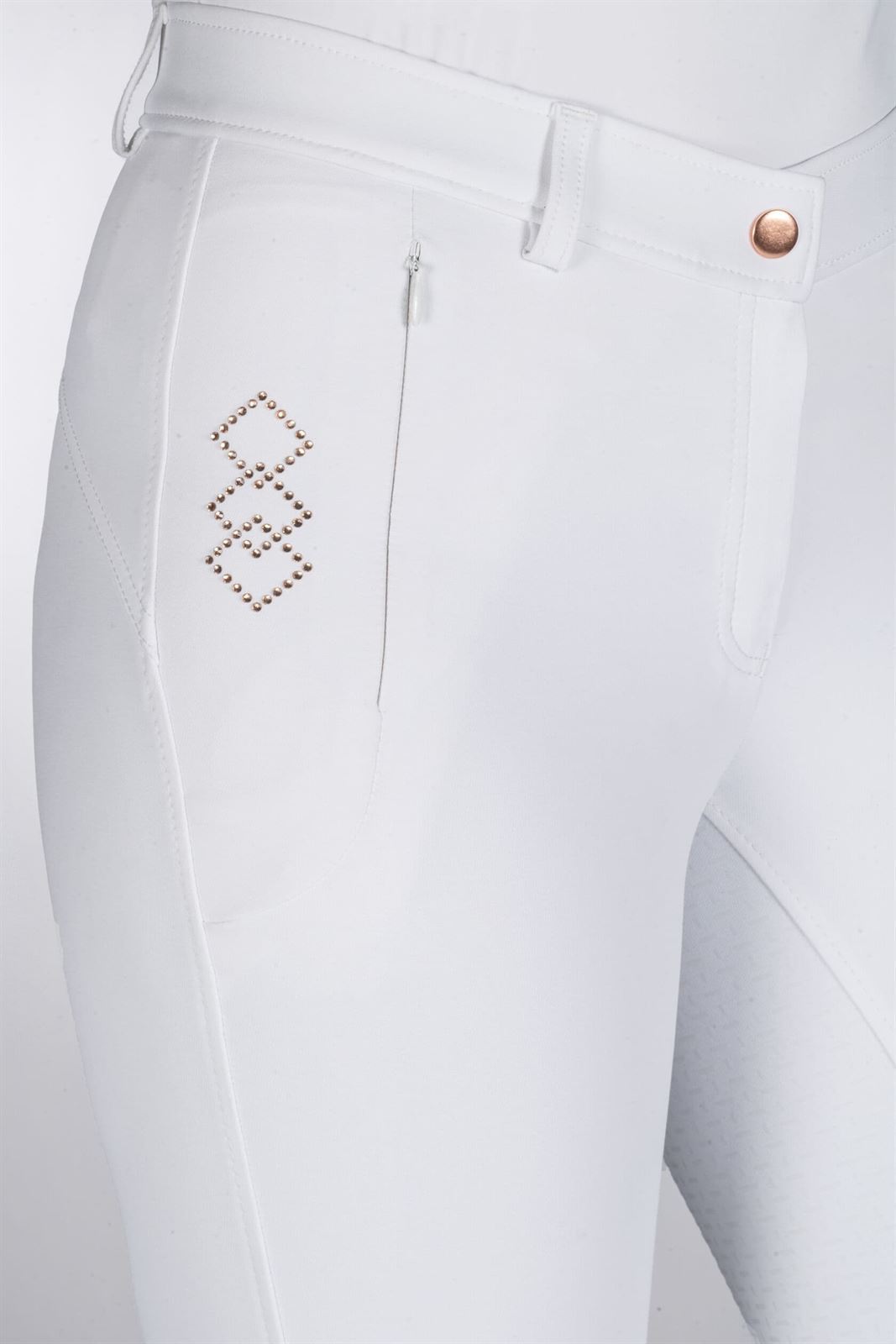 Pantalón mujer HKM Sports Equipment Alexis culera de grip, color blanco - Imagen 4