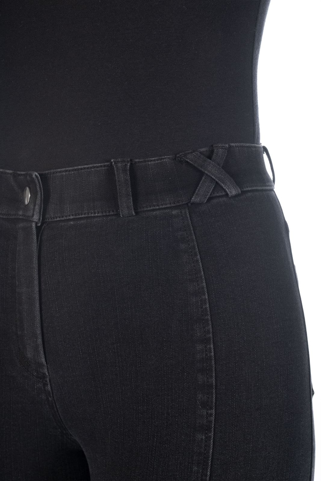 Pantalón mujer HKM Sports Equipment DENIM (vaquero) color negro rodilla grip - Imagen 9