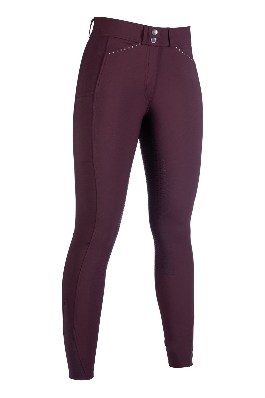 Pantalón mujer HKM Sports Equipment Helene culera de grip, color berenjena - Imagen 2