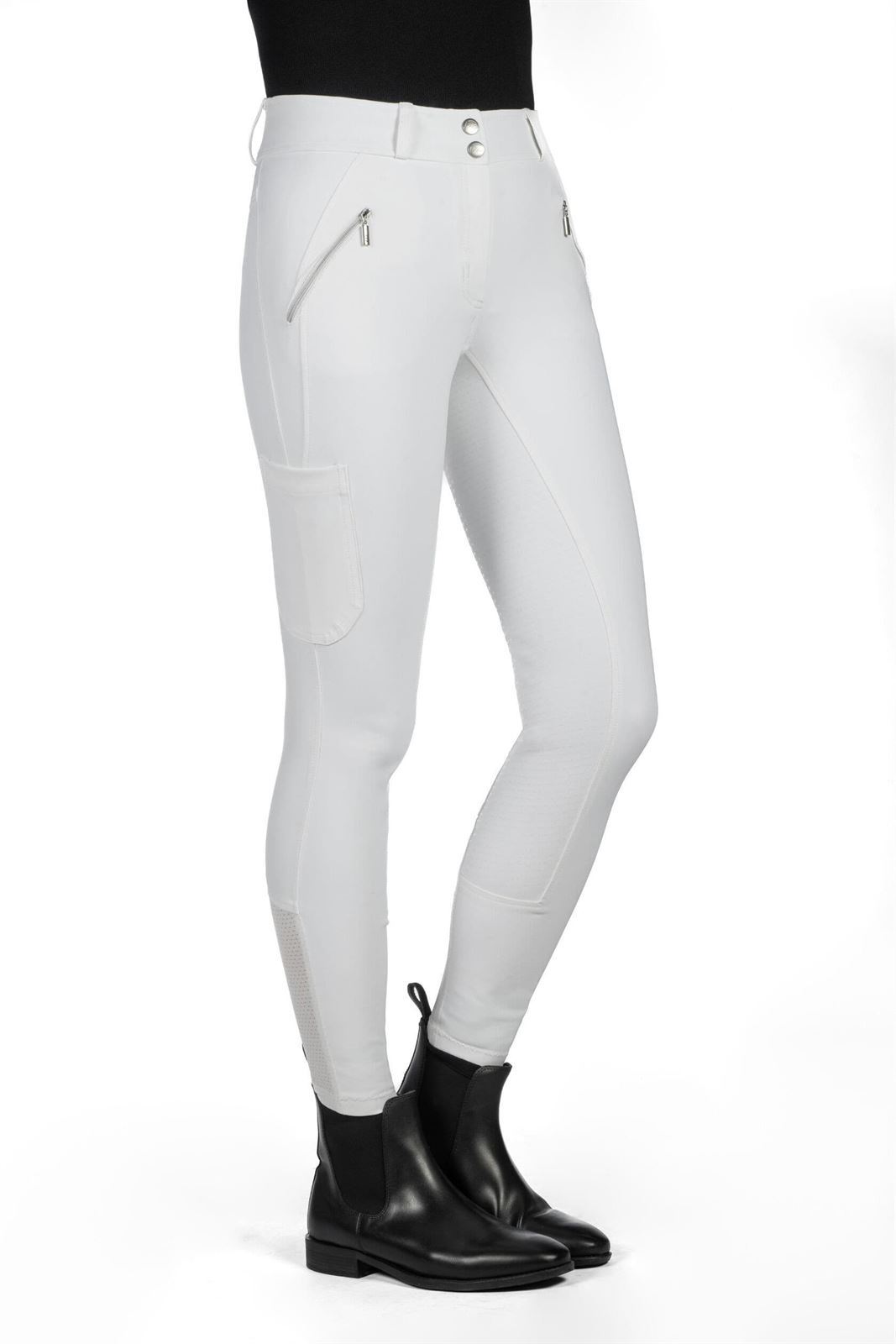 Pantalón mujer HKM Sports Equipment Lia High Waist culera de grip, color blanco - Imagen 4