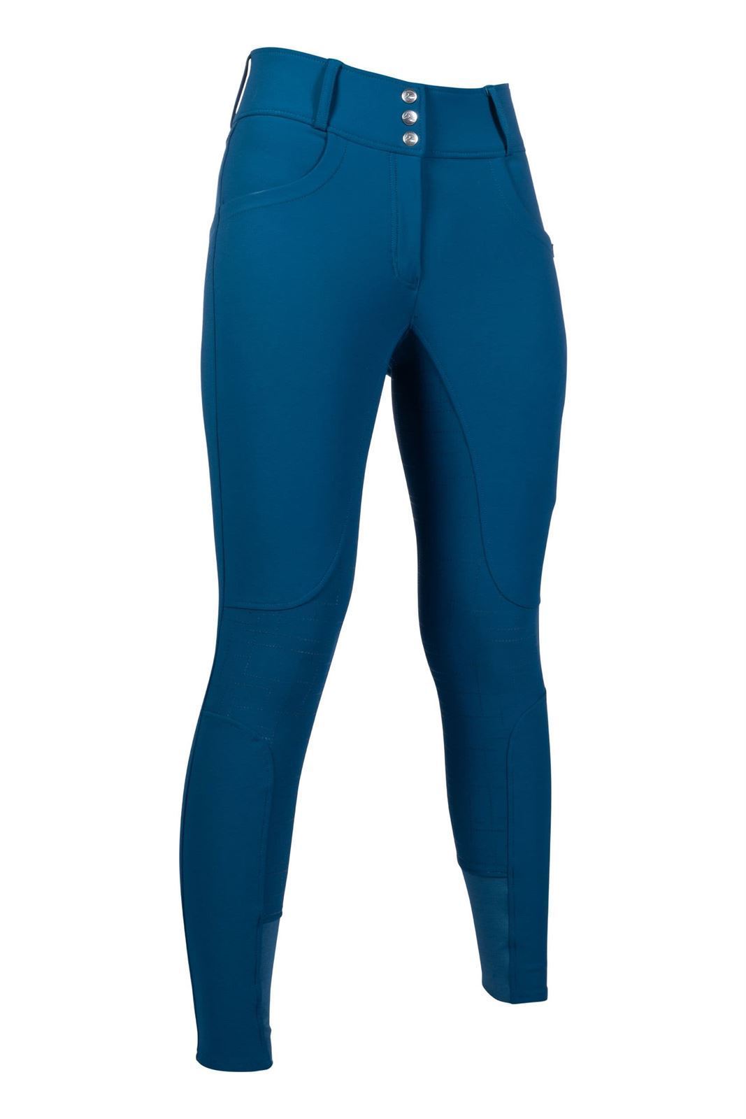 Pantalón mujer HKM Sports Equipment Port royal azul culera grip tejido grueso termoaislante - Imagen 3