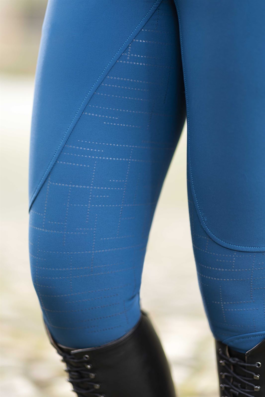 Pantalón mujer HKM Sports Equipment Port royal azul culera grip tejido grueso termoaislante - Imagen 9