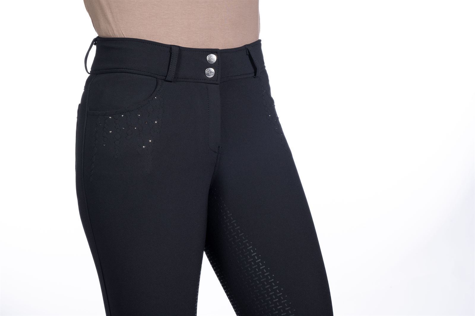 Pantalón mujer HKM Sports Equipment Savona Style culera silicona, color negro - Imagen 2