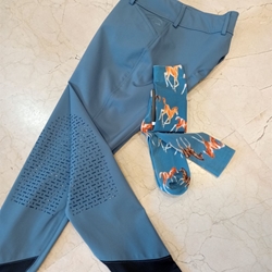 Pantalón mujer HKM Sports Equipment Tampa rodilla silicona, color azul vaquero TALLA 36 - Imagen 2