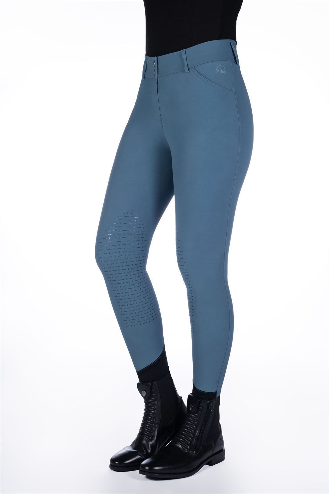 Pantalón mujer HKM Sports Equipment Tampa rodilla silicona, color azul vaquero TALLA 36 - Imagen 6