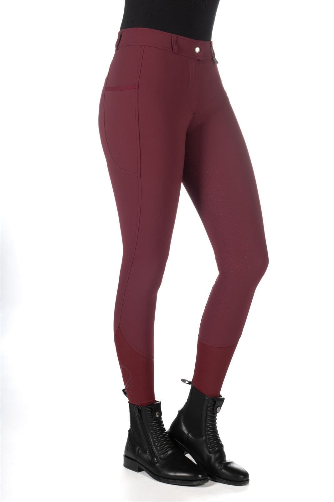 Pantalón mujer LAURIA GARRELLI HKM Sports Equipment Livigno culera de grip, color granate TALLA 38 - Imagen 1