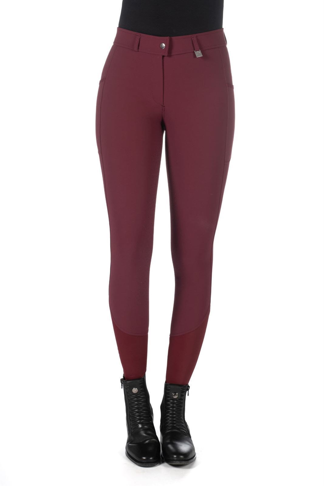 Pantalón mujer LAURIA GARRELLI HKM Sports Equipment Livigno culera de grip, color granate TALLA 38 - Imagen 3
