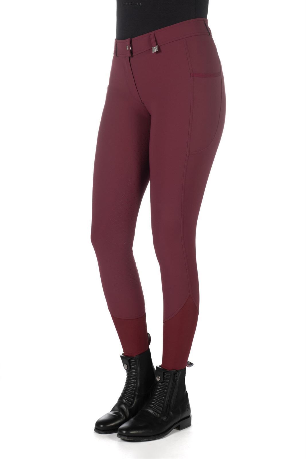 Pantalón mujer LAURIA GARRELLI HKM Sports Equipment Livigno culera de grip, color granate TALLA 38 - Imagen 4