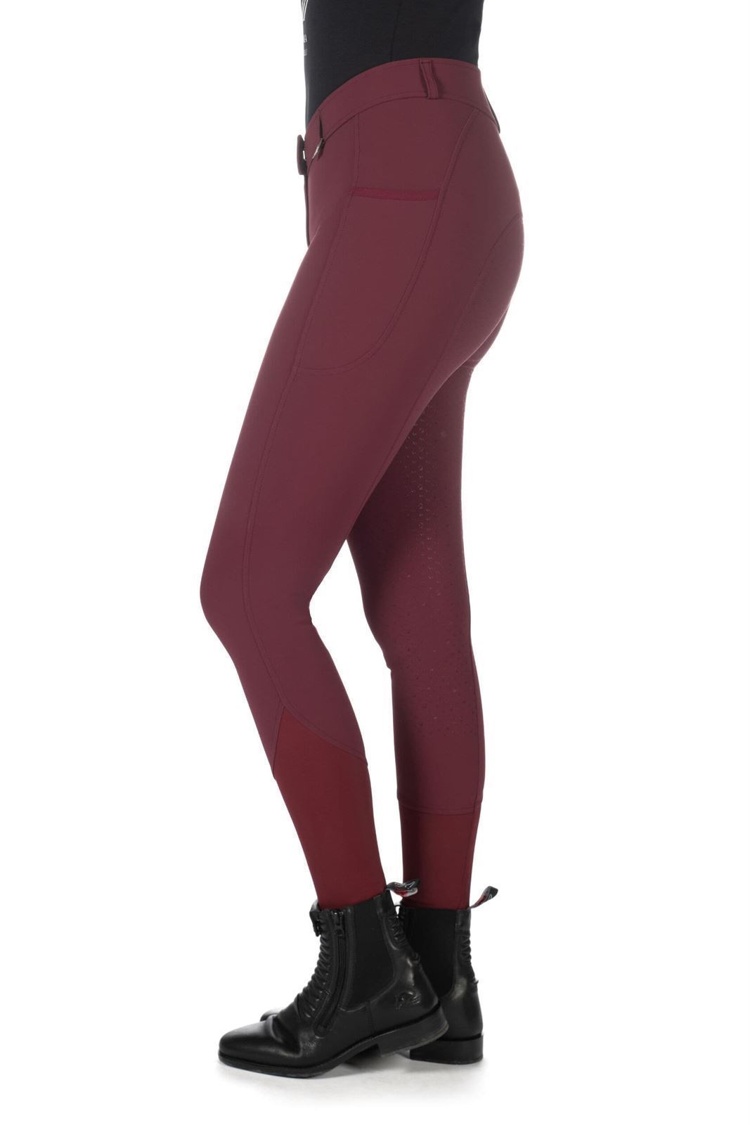 Pantalón mujer LAURIA GARRELLI HKM Sports Equipment Livigno culera de grip, color granate TALLA 38 - Imagen 5