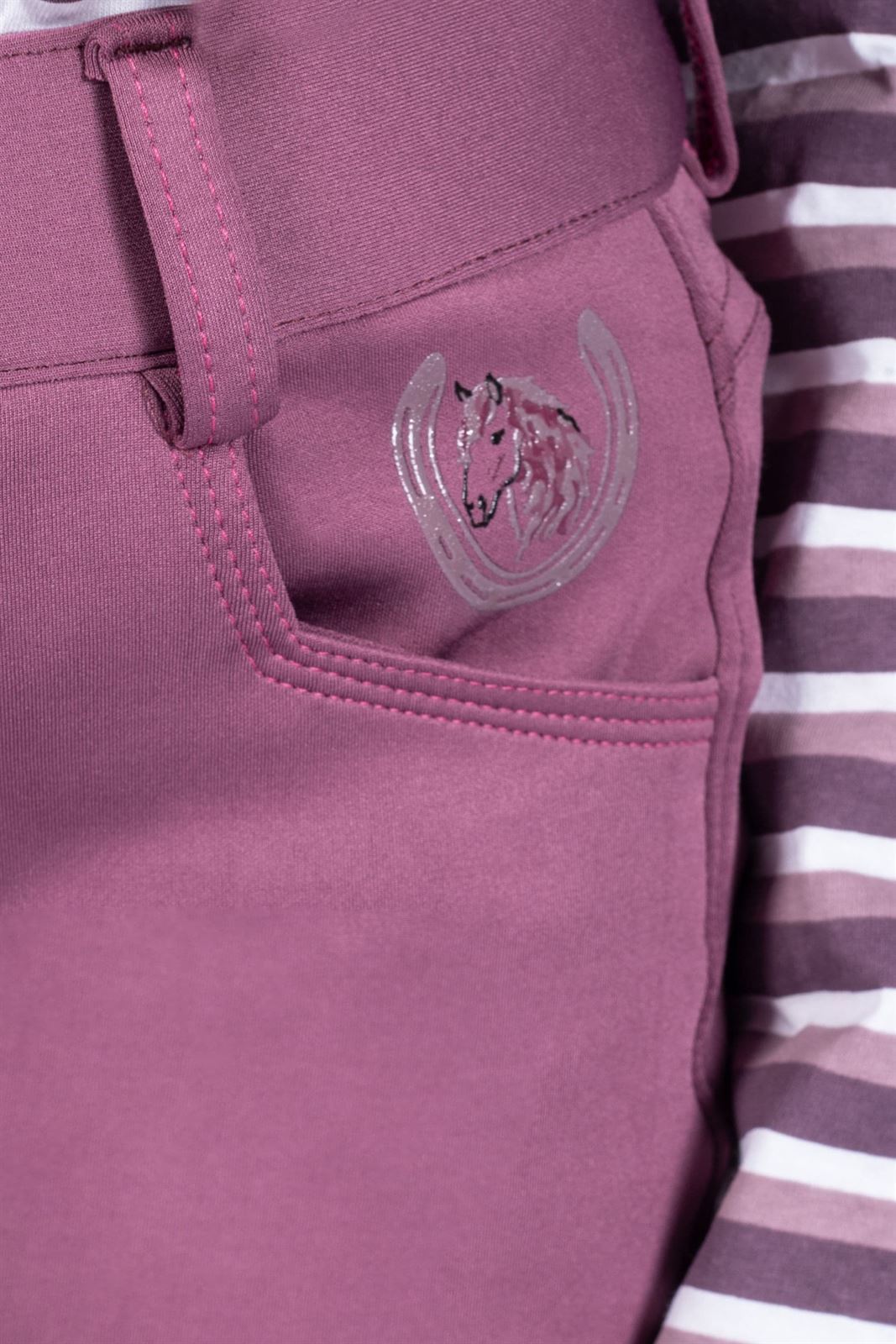 Pantalón niña HKM Sports Equipment Alva culera de grip, color lila oscuro - Imagen 2