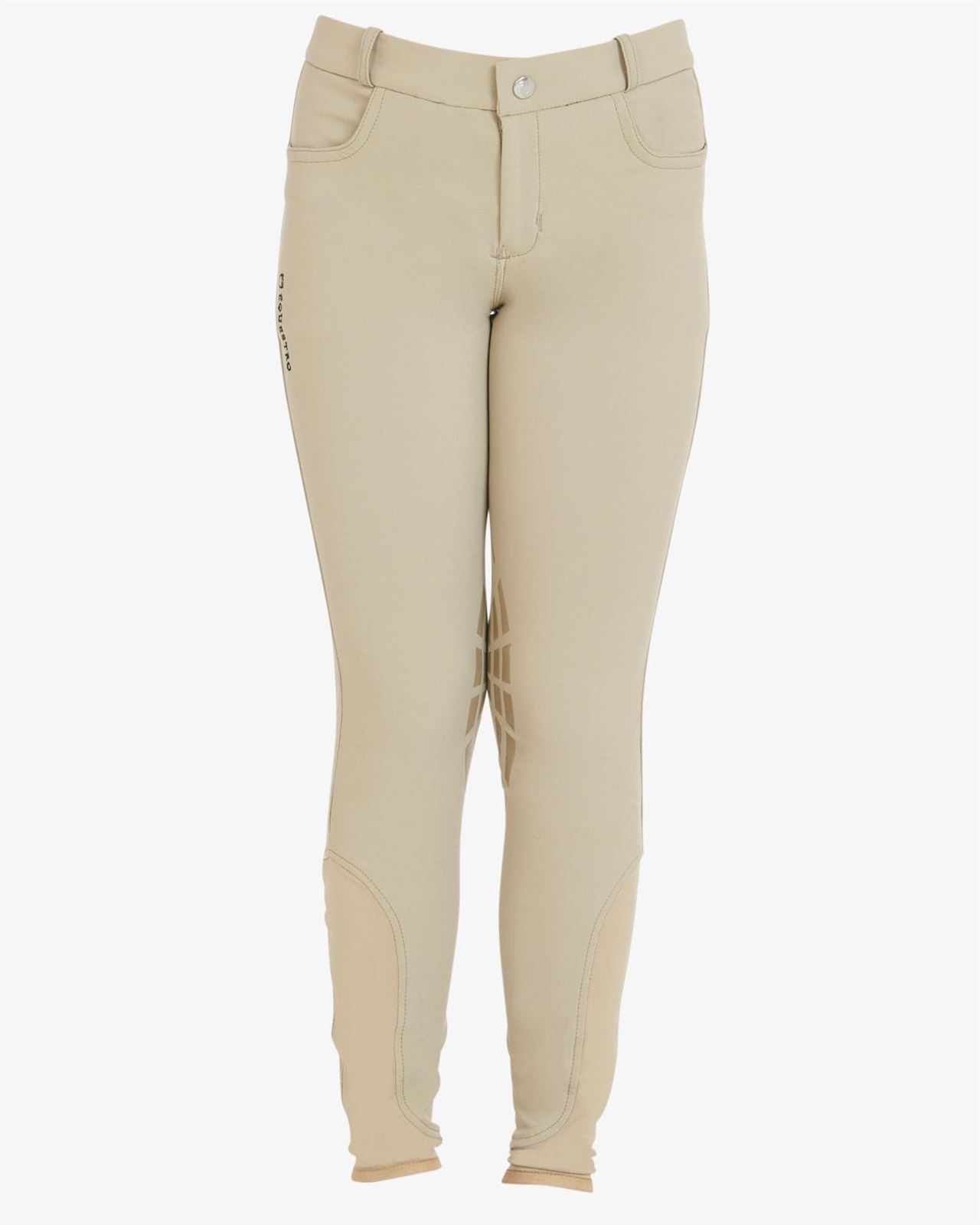 Pantalón unisex EQUESTRO color beige, grip rodilla, tallaje infantil - Imagen 2