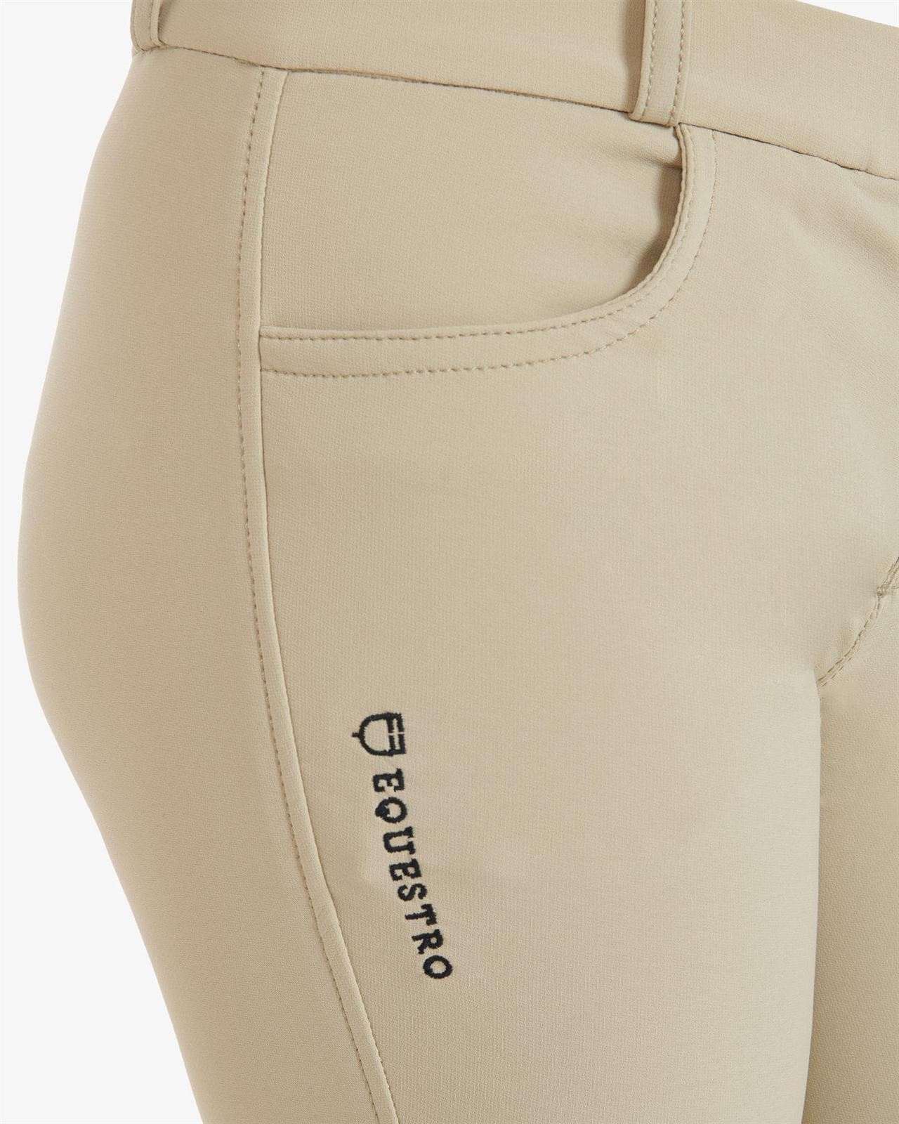 Pantalón unisex EQUESTRO color beige, grip rodilla, tallaje infantil - Imagen 6