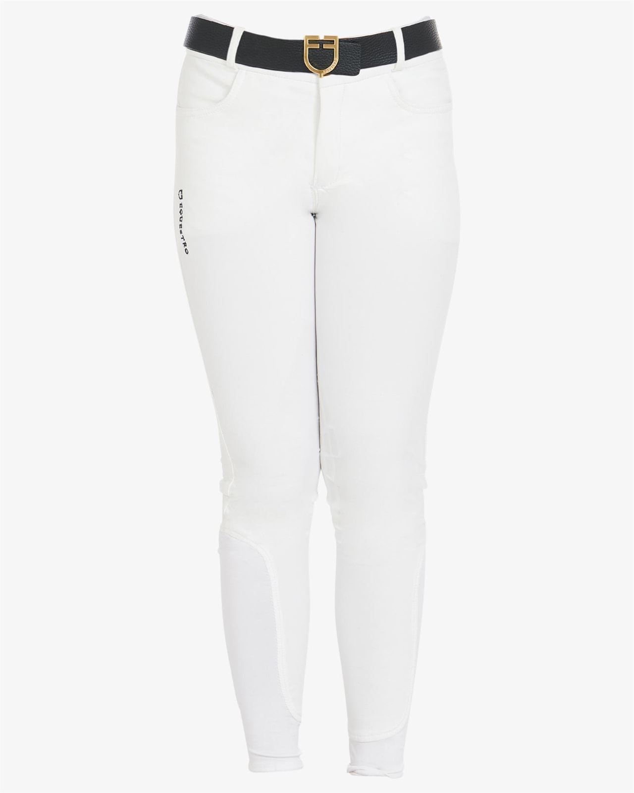 Pantalón unisex EQUESTRO color blanco, grip rodilla, tallaje infantil - Imagen 1