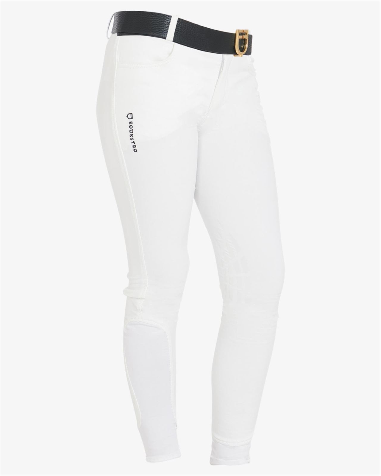 Pantalón unisex EQUESTRO color blanco, grip rodilla, tallaje infantil - Imagen 2