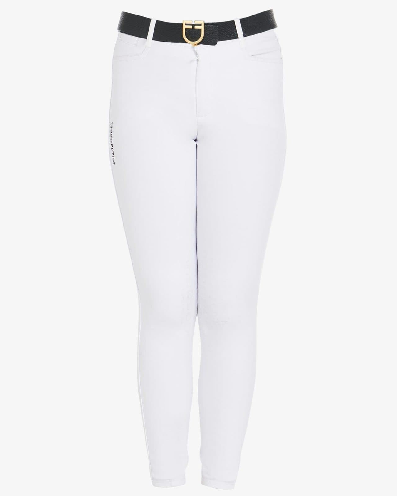 Pantalón unisex EQUESTRO color blanco, grip rodilla, tejido grueso, tallaje infantil - Imagen 1