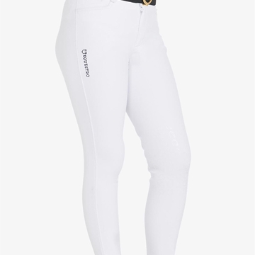 Pantalón unisex EQUESTRO color blanco, grip rodilla, tejido grueso, tallaje infantil - Imagen 2
