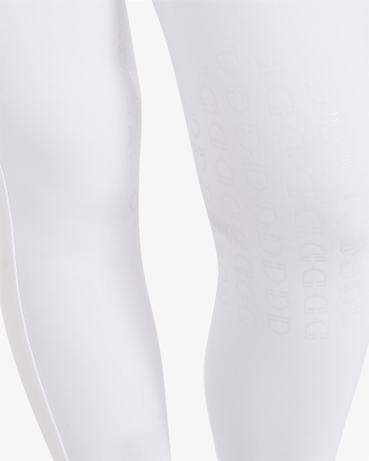 Pantalón unisex EQUESTRO color blanco, grip rodilla, tejido grueso, tallaje infantil - Imagen 5