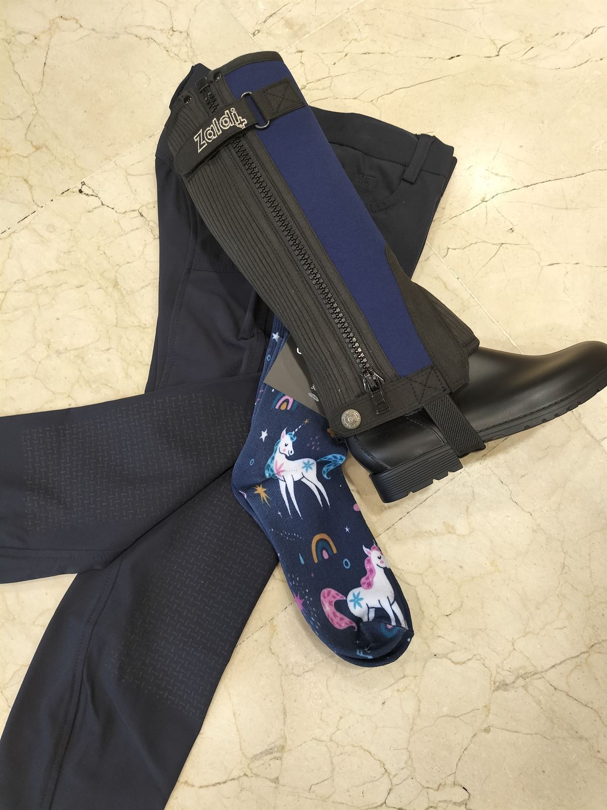 Pantalón unisex HKM Sports Equipment Sunshine color azul marino, rodilla silicona, tallaje infantil - Imagen 5