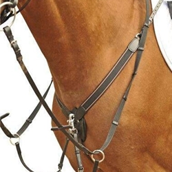 Pechopetral HKM Sports Equipment con martingala de cuero con elástico color marrón, TALLA COB - Imagen 1