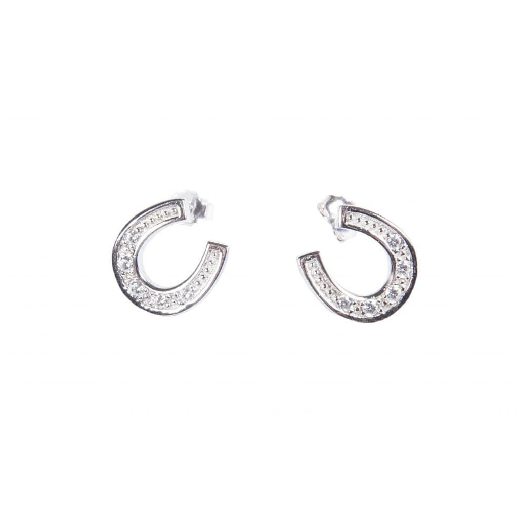 Pendientes plata herradura con brillitos HKM - Imagen 3