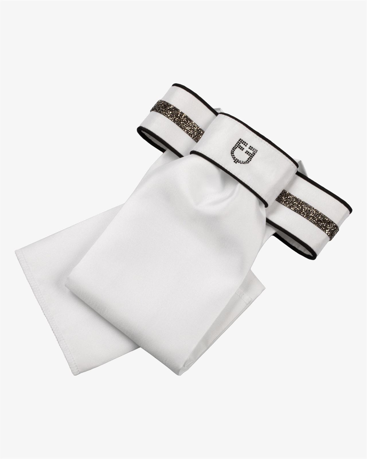 Plastrón EQUESTRO Impero Dressage blanco/negro con brillantes - Imagen 1