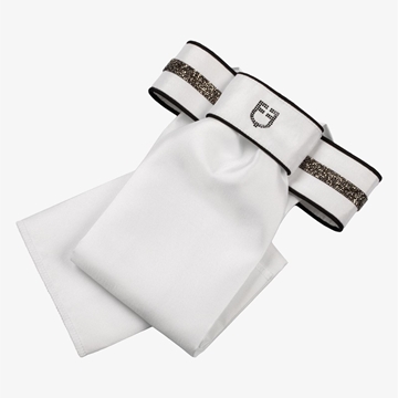 Plastrón EQUESTRO Impero Dressage blanco/negro con brillantes - Imagen 1