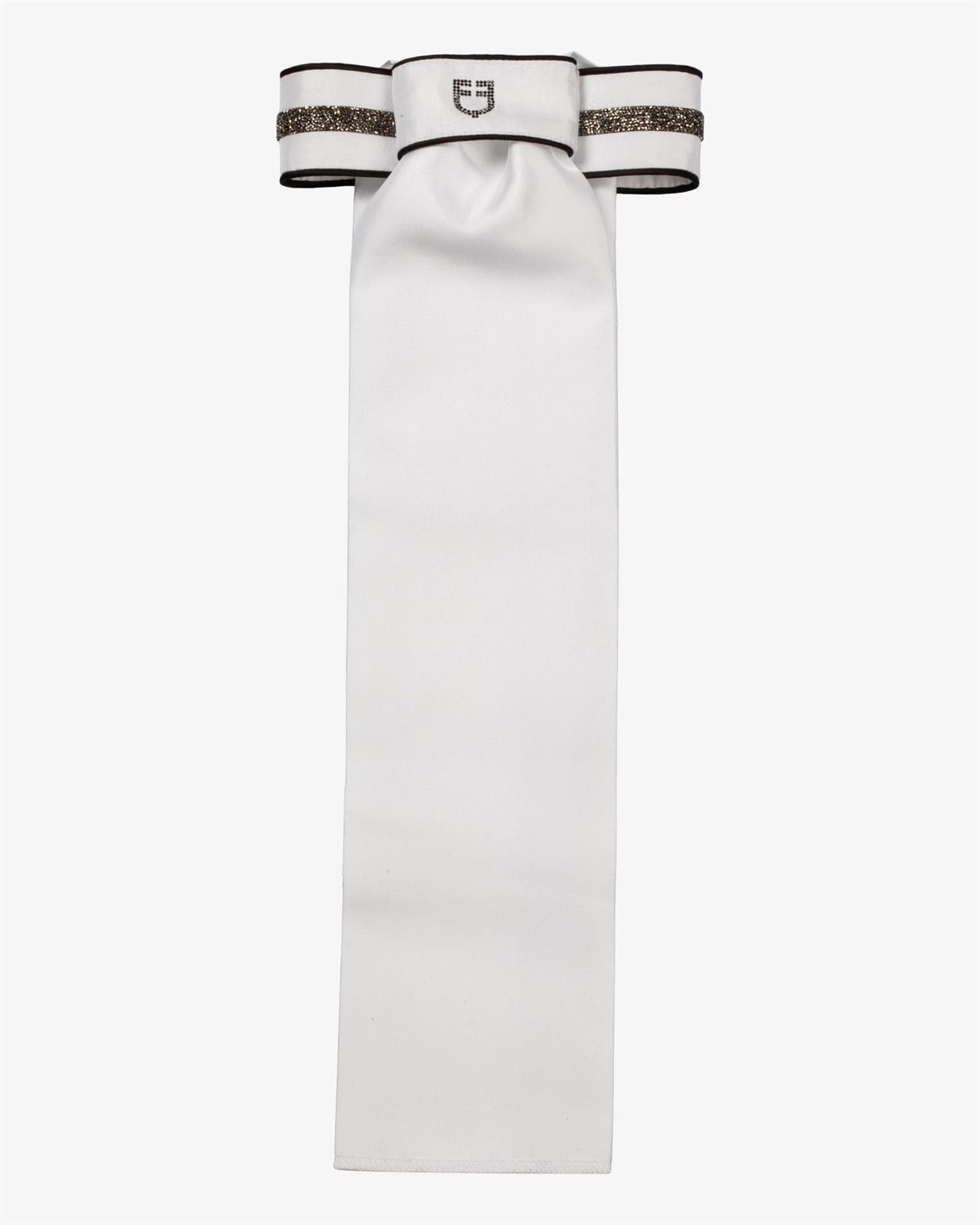 Plastrón EQUESTRO Impero Dressage blanco/negro con brillantes - Imagen 2